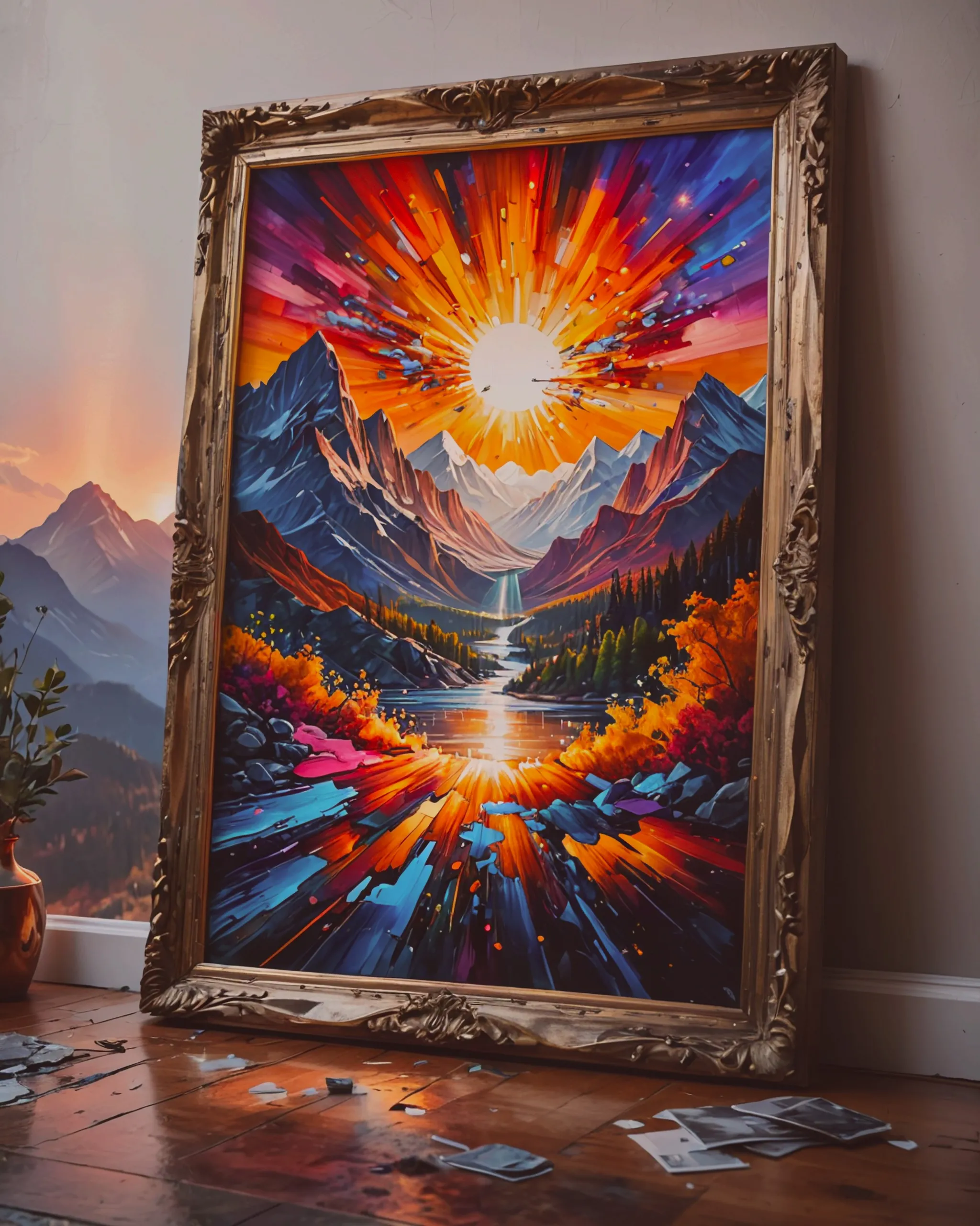 Beautiful rainbow sunset bursting - Free AI Photo Generator - starryai