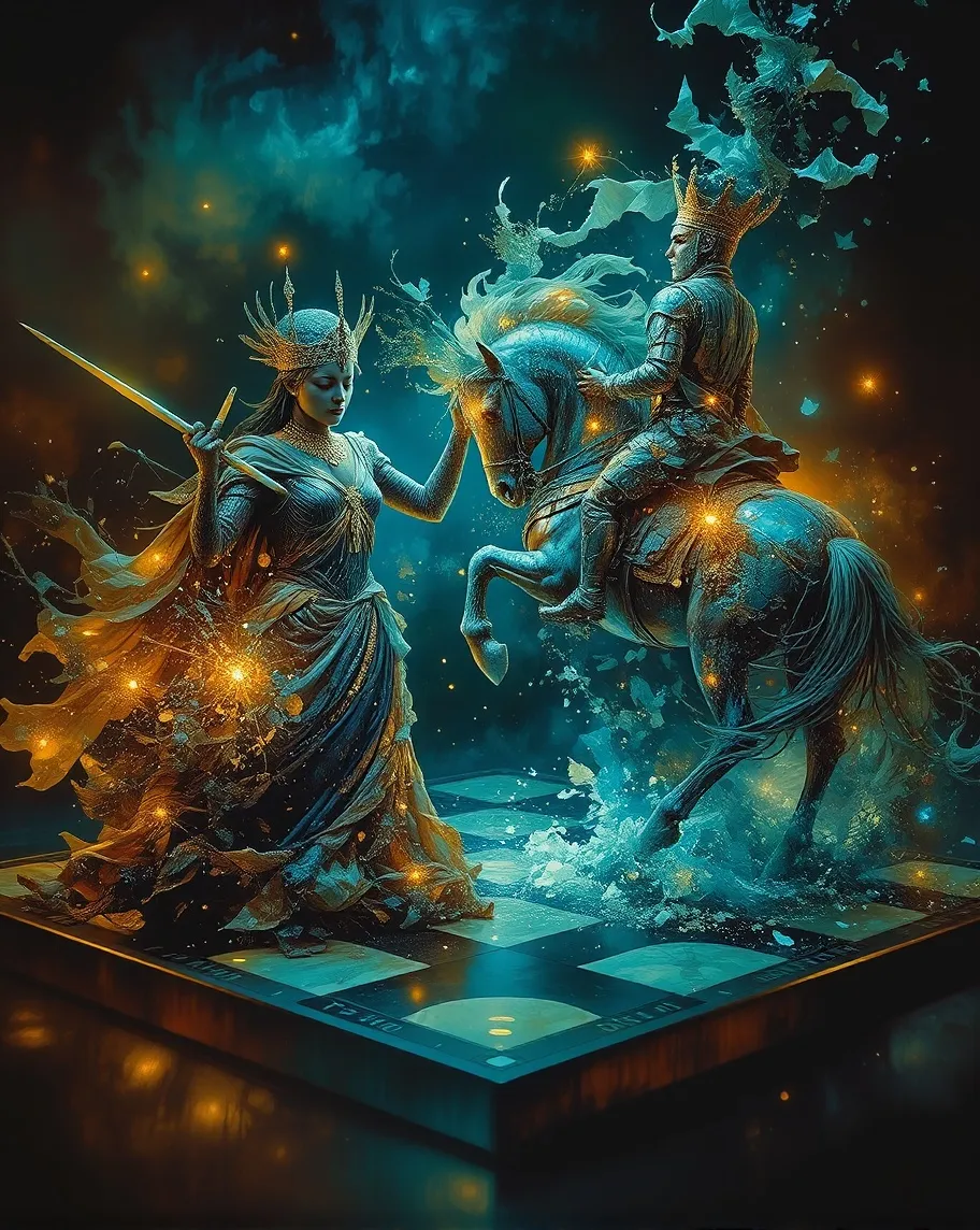 A dynamic scene a chess game a - Free AI Photo Generator - starryai