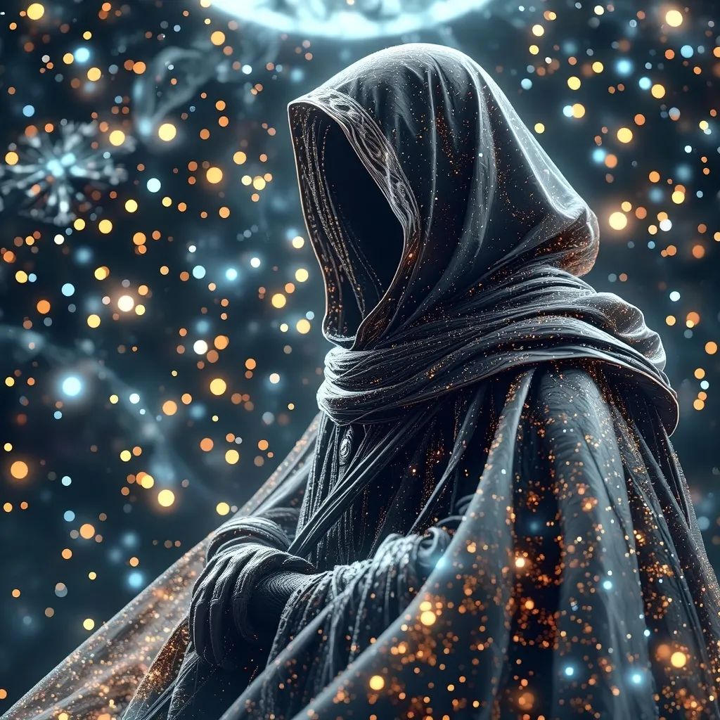 A magical figure a star cloak. on - Free AI Photo Generator - starryai