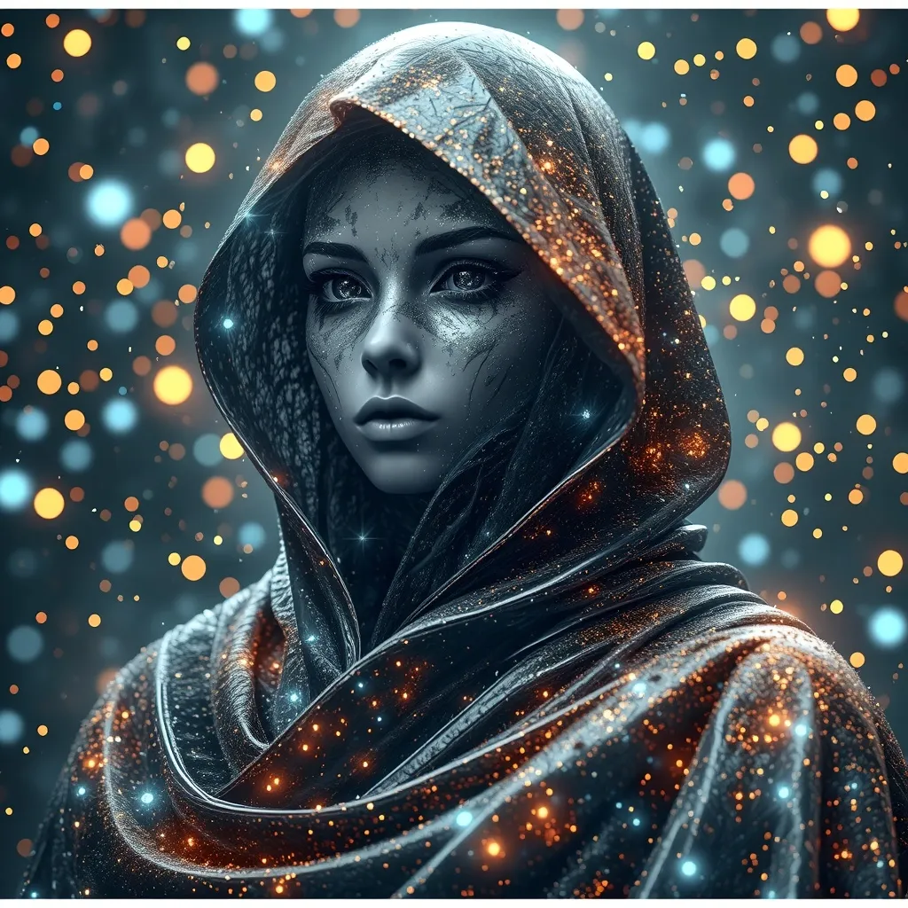 A magical figure a star cloak. on - Free AI Photo Generator - starryai