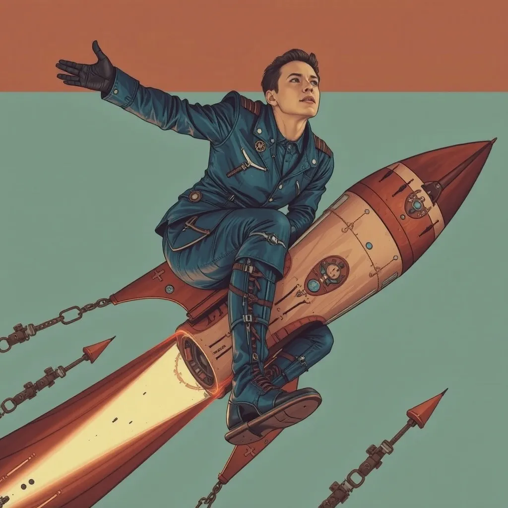 Elon Musk riding a rocket Mars, - Free AI Photo Generator - starryai