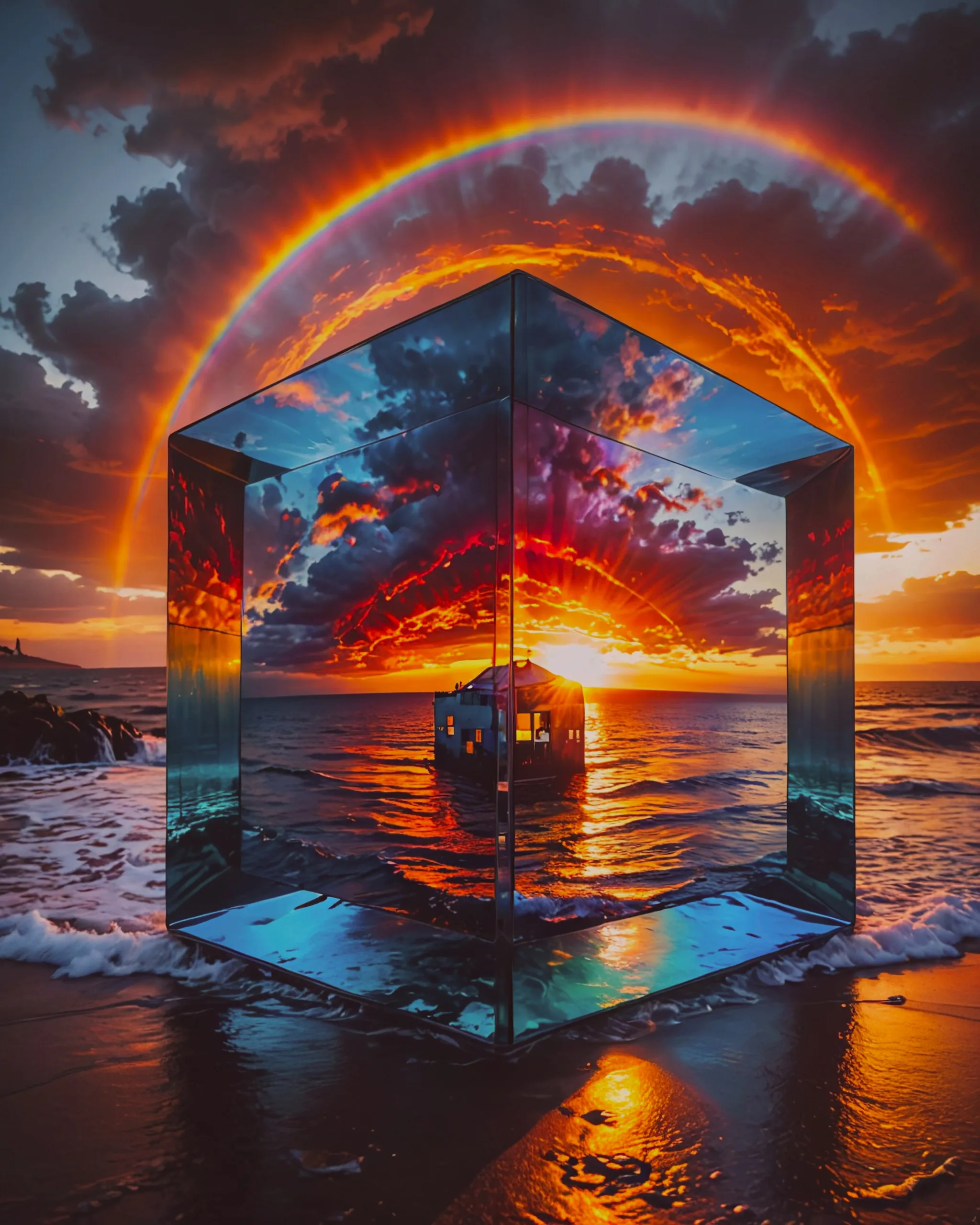 earth space a rainbow around it. - Free AI Photo Generator - starryai