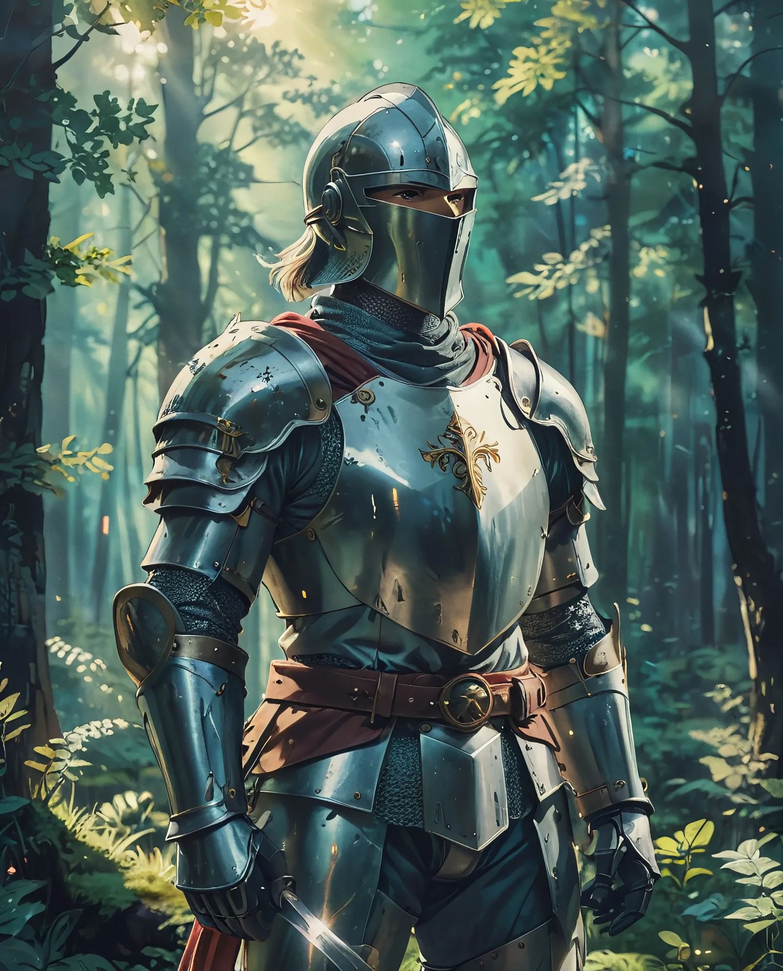 A closeup a knight shining armor, - Free AI Photo Generator - starryai