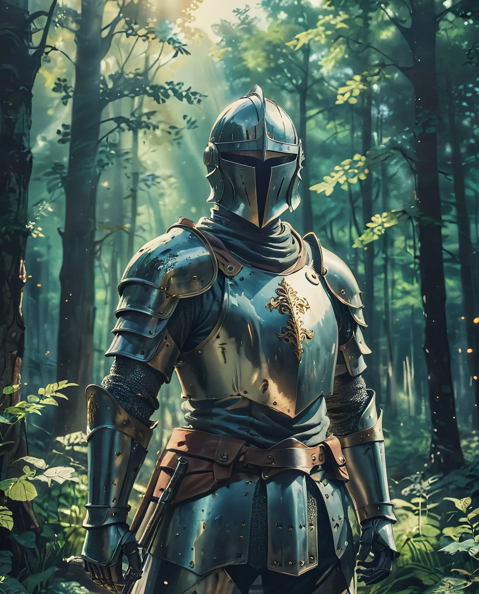A closeup a knight shining armor, - Free AI Photo Generator - starryai