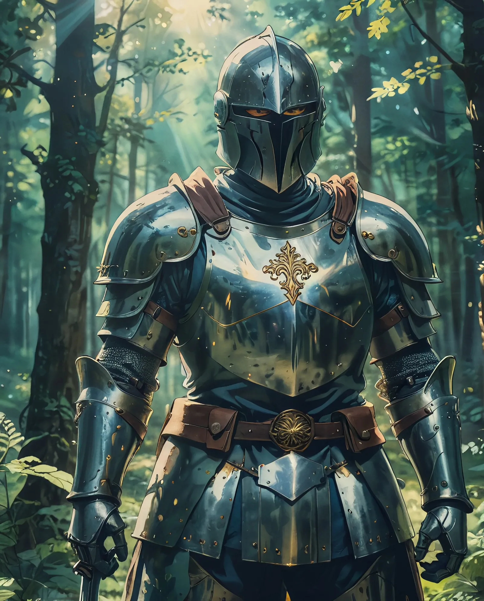 A closeup a knight shining armor, - Free AI Photo Generator - starryai