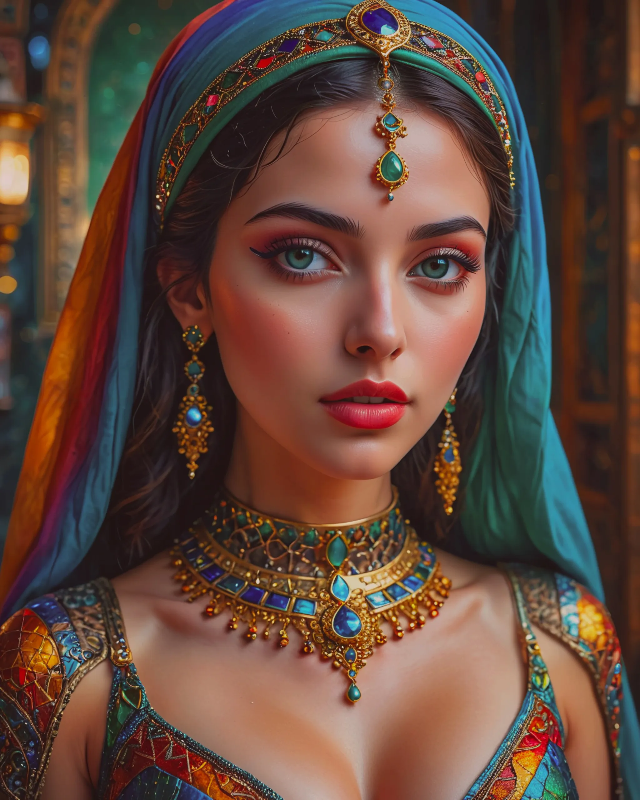 Rainbow coloured face a beautiful - Free AI Photo Generator - starryai