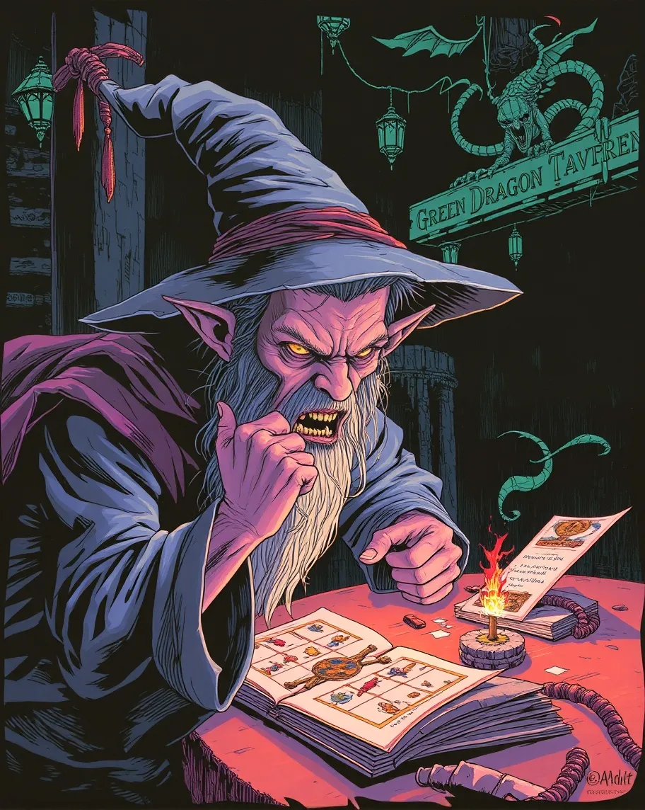 Angry wizard slamming his fist at - Free AI Photo Generator - starryai