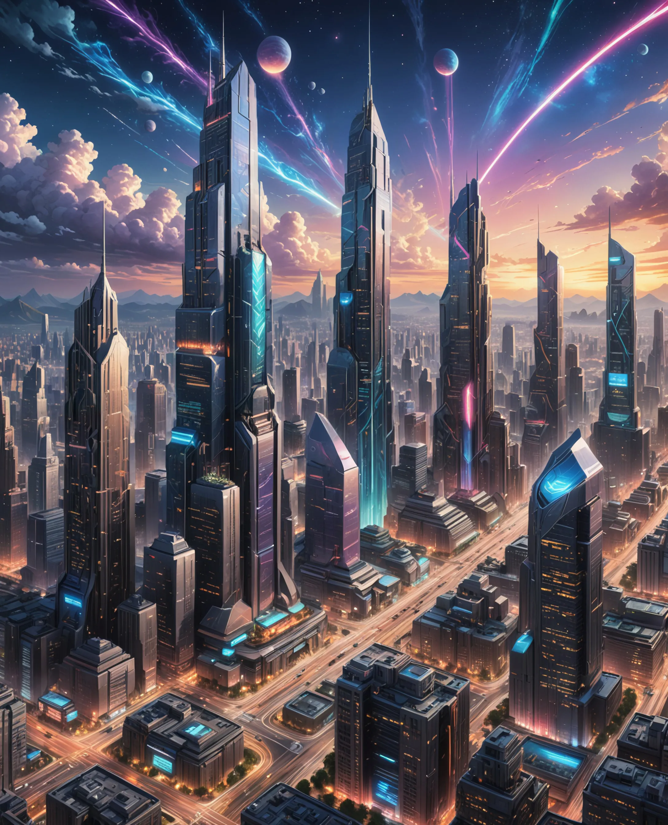 A streets city future at night - Free AI Photo Generator - starryai
