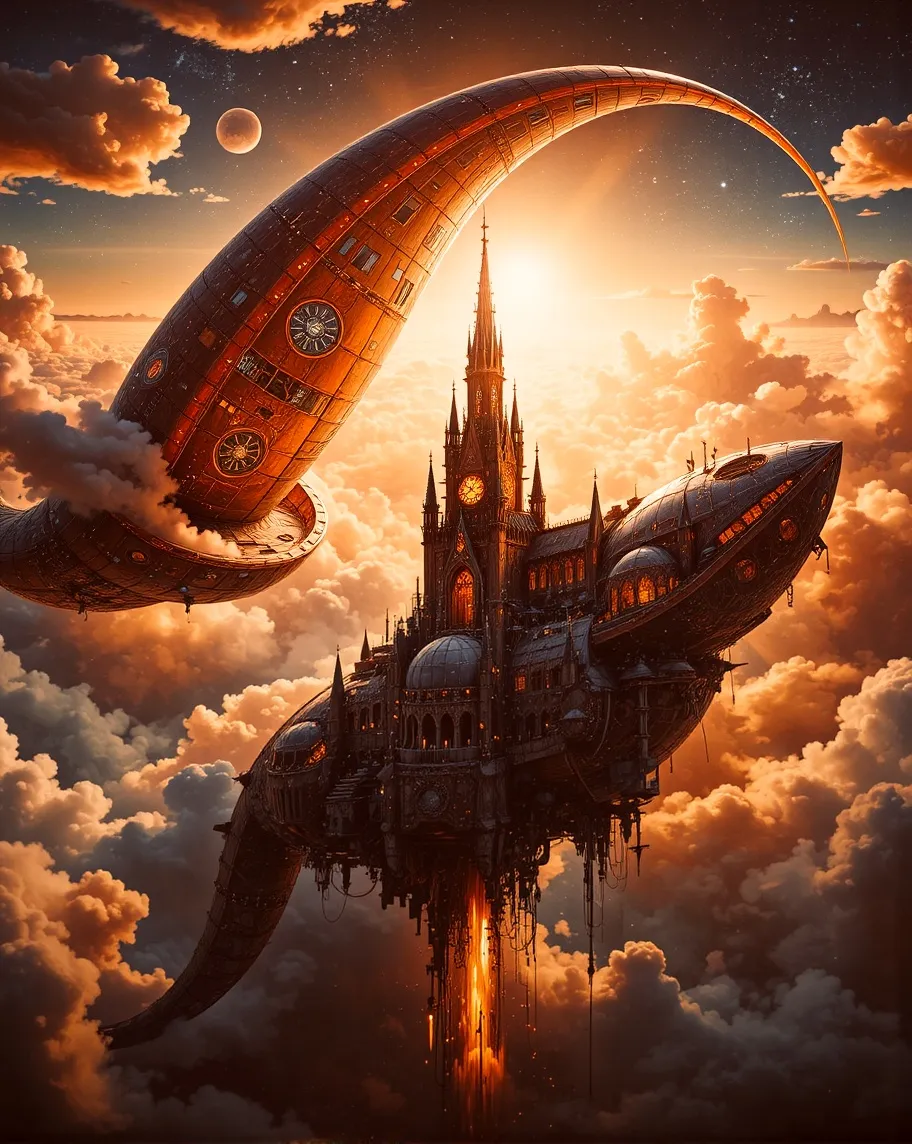 A gothic style hotel orbit around - Free AI Photo Generator - starryai