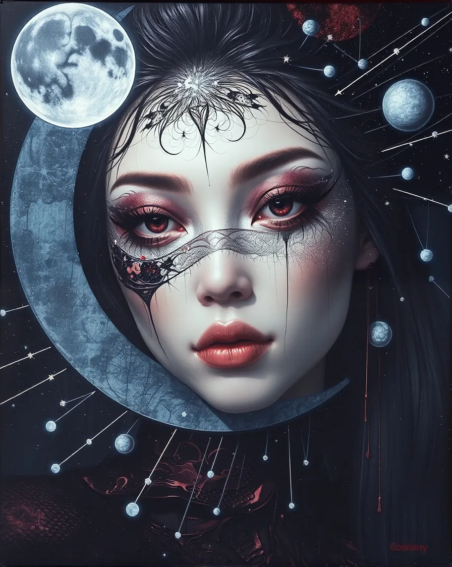 Cosmic goddess, overlayed a half - Free AI Photo Generator - starryai