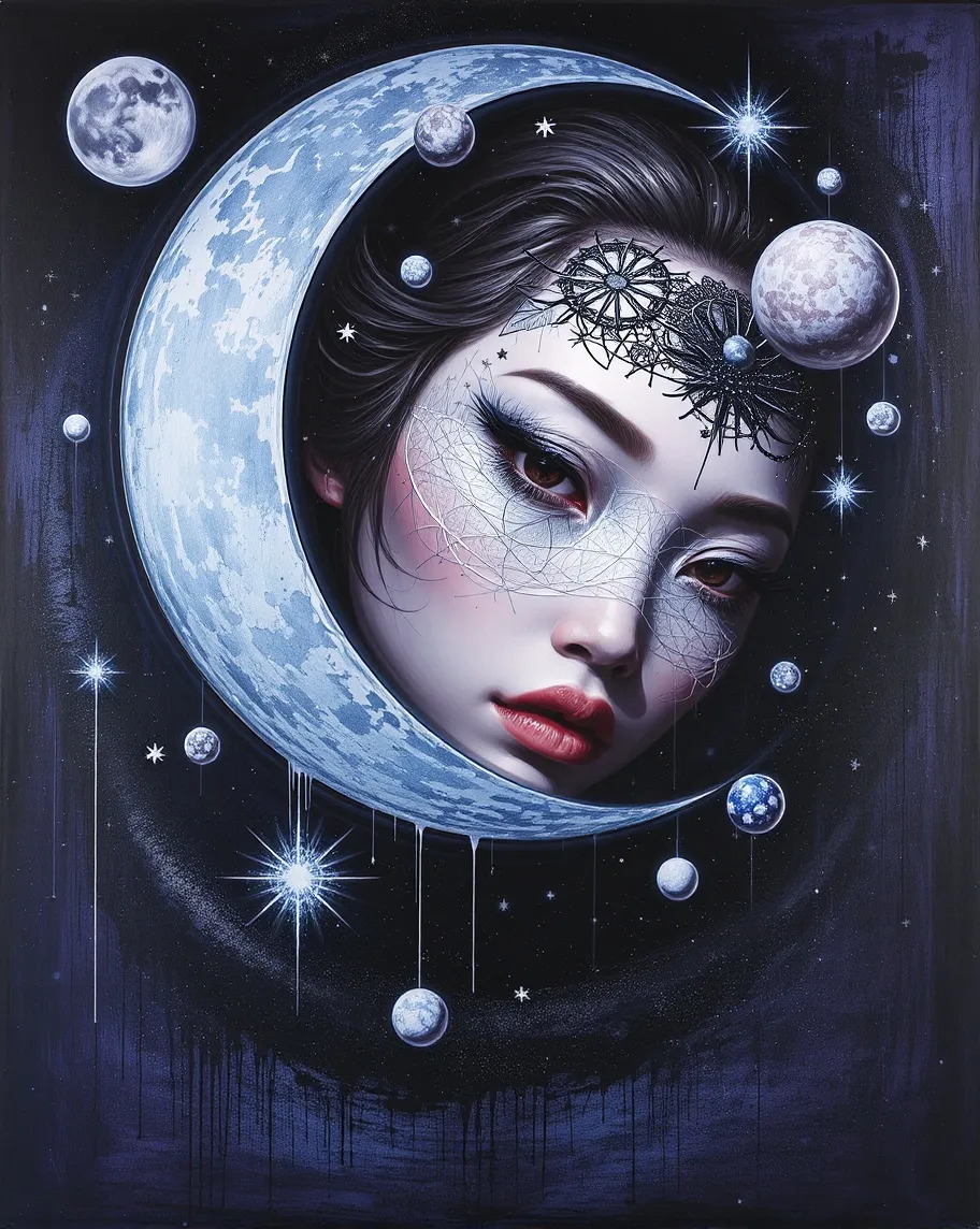 Cosmic goddess, overlayed a half - Free AI Photo Generator - starryai