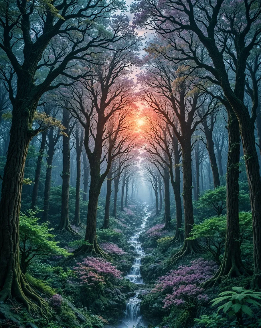 Infinite surrealistic forest , 8k - Free AI Photo Generator - starryai