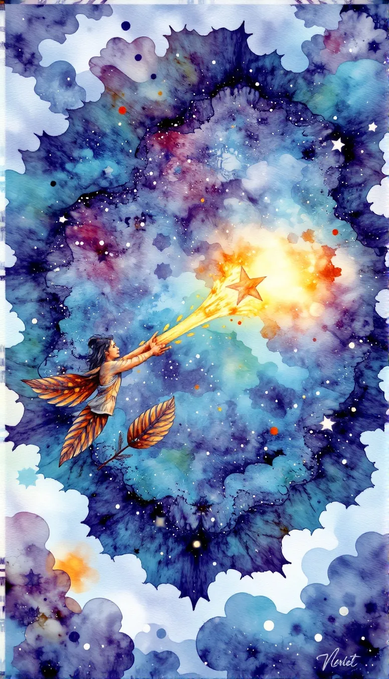 Watercolor a galaxy, a giant star - Free AI Photo Generator - starryai