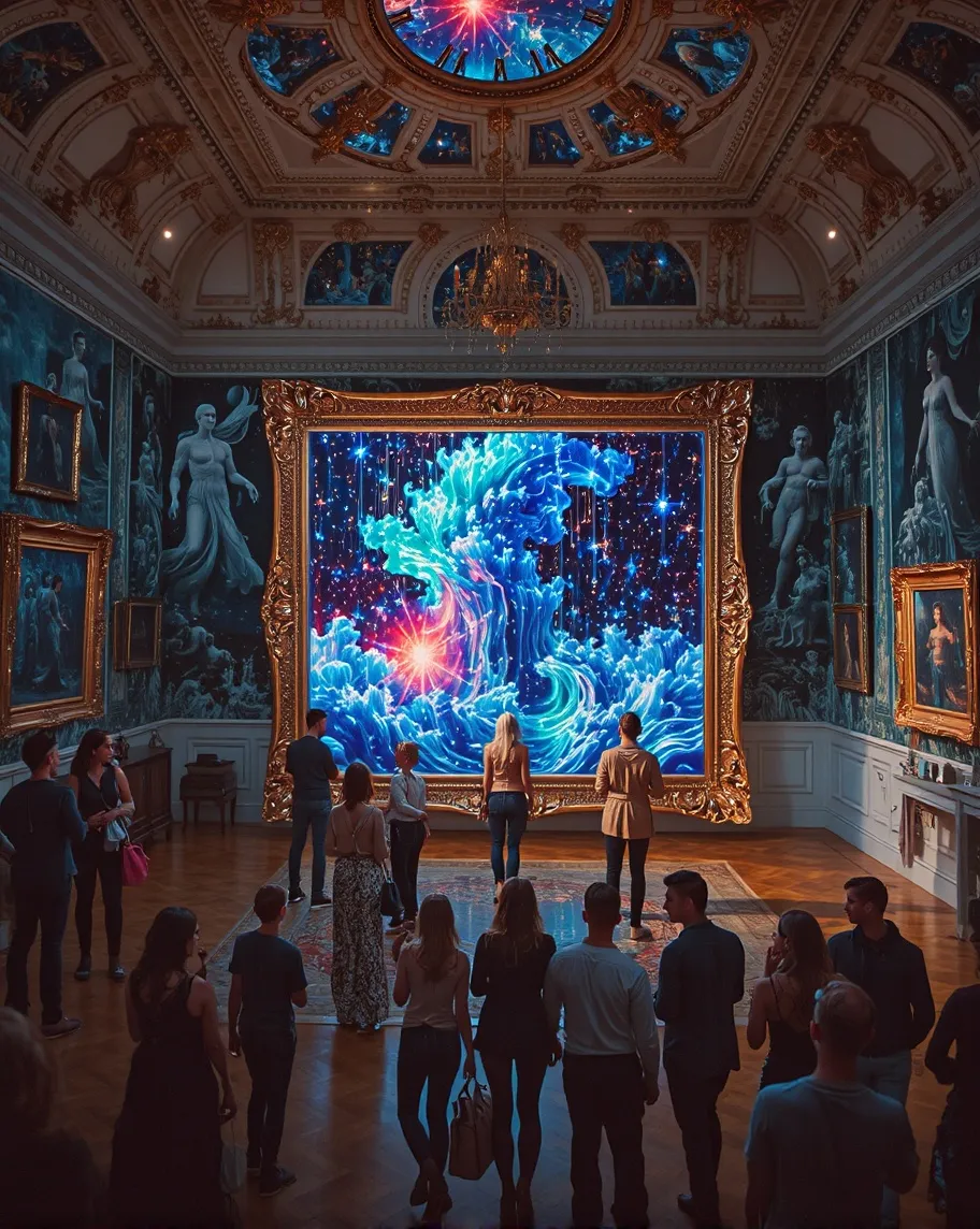 A majestic art gallery where a - Free AI Photo Generator - starryai
