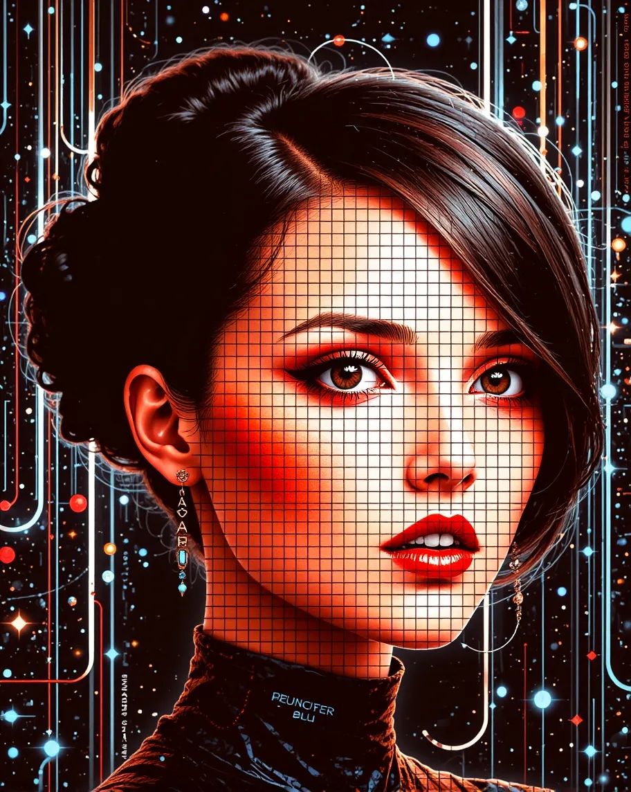 Digital art piece that features - Free AI Photo Generator - starryai