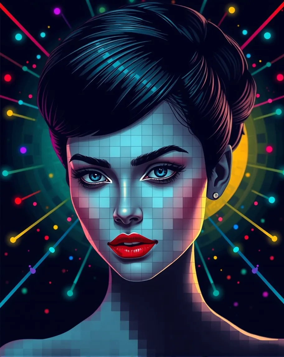 Digital art piece that features - Free AI Photo Generator - starryai
