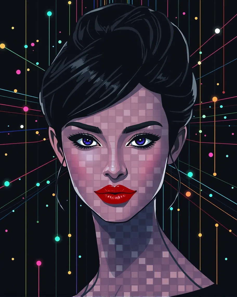 Digital art piece that features - Free AI Photo Generator - starryai