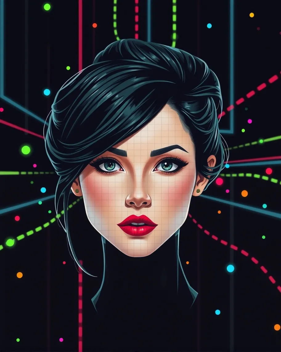 Digital art piece that features - Free AI Photo Generator - starryai