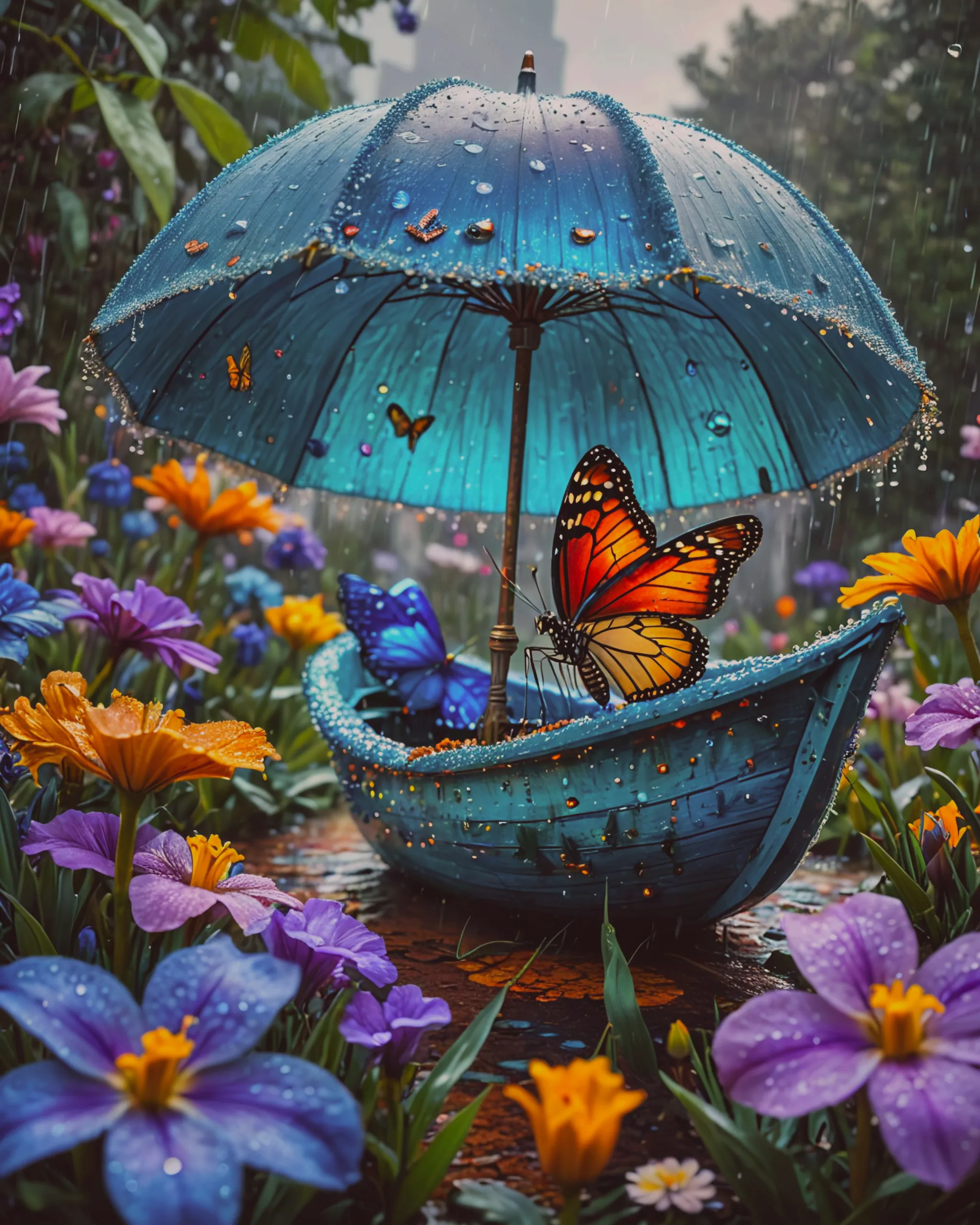 sitting on a petal flight a bug - Free AI Photo Generator - starryai