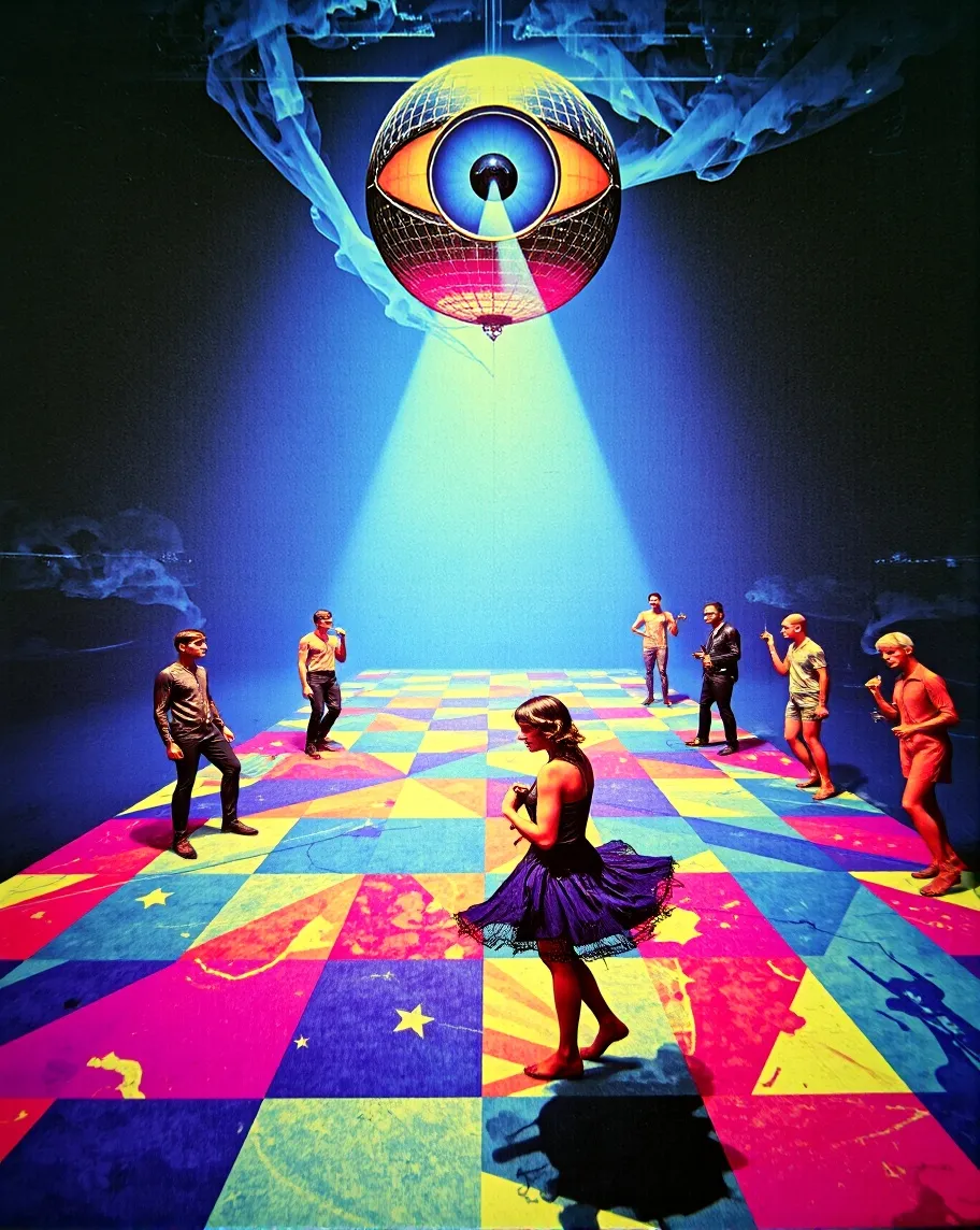A pulsing, multicolored dance a - Free AI Photo Generator - starryai