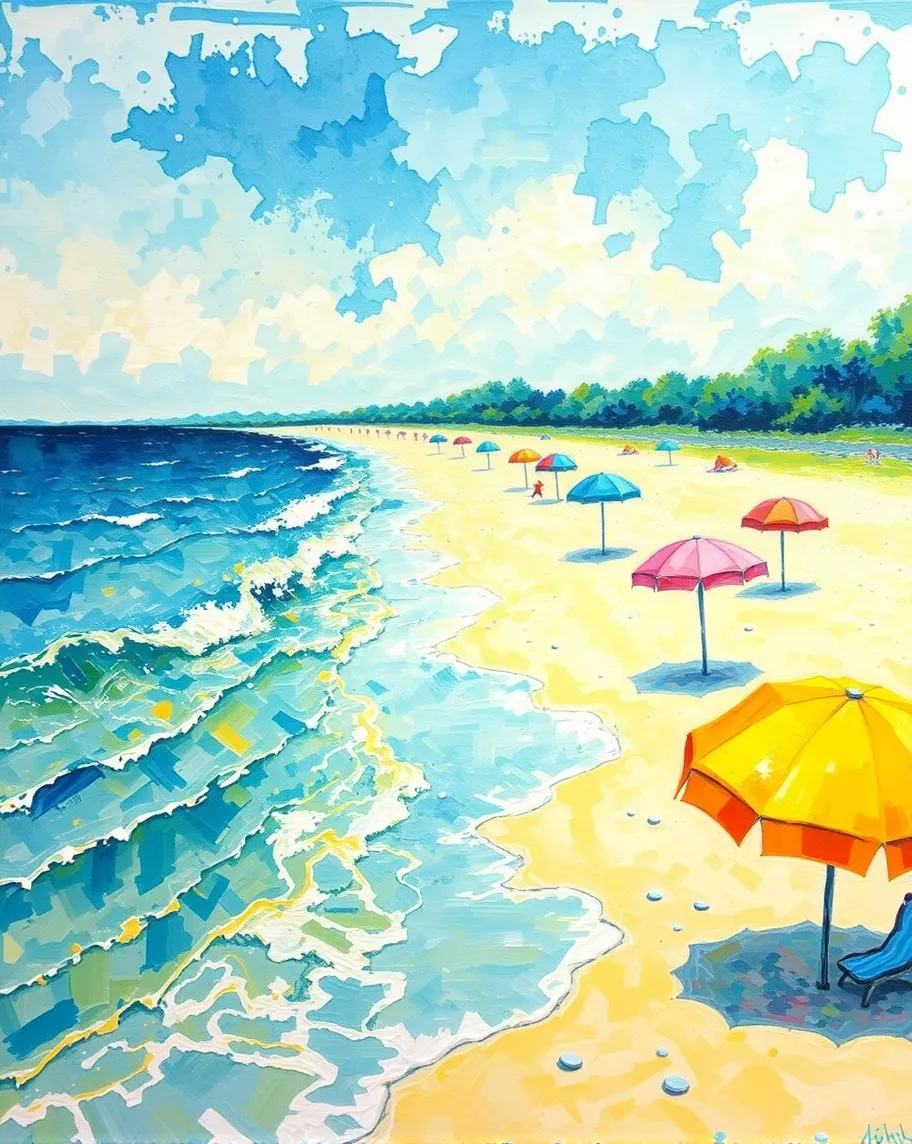 Show a serene beach scene theme - Free AI Photo Generator - starryai