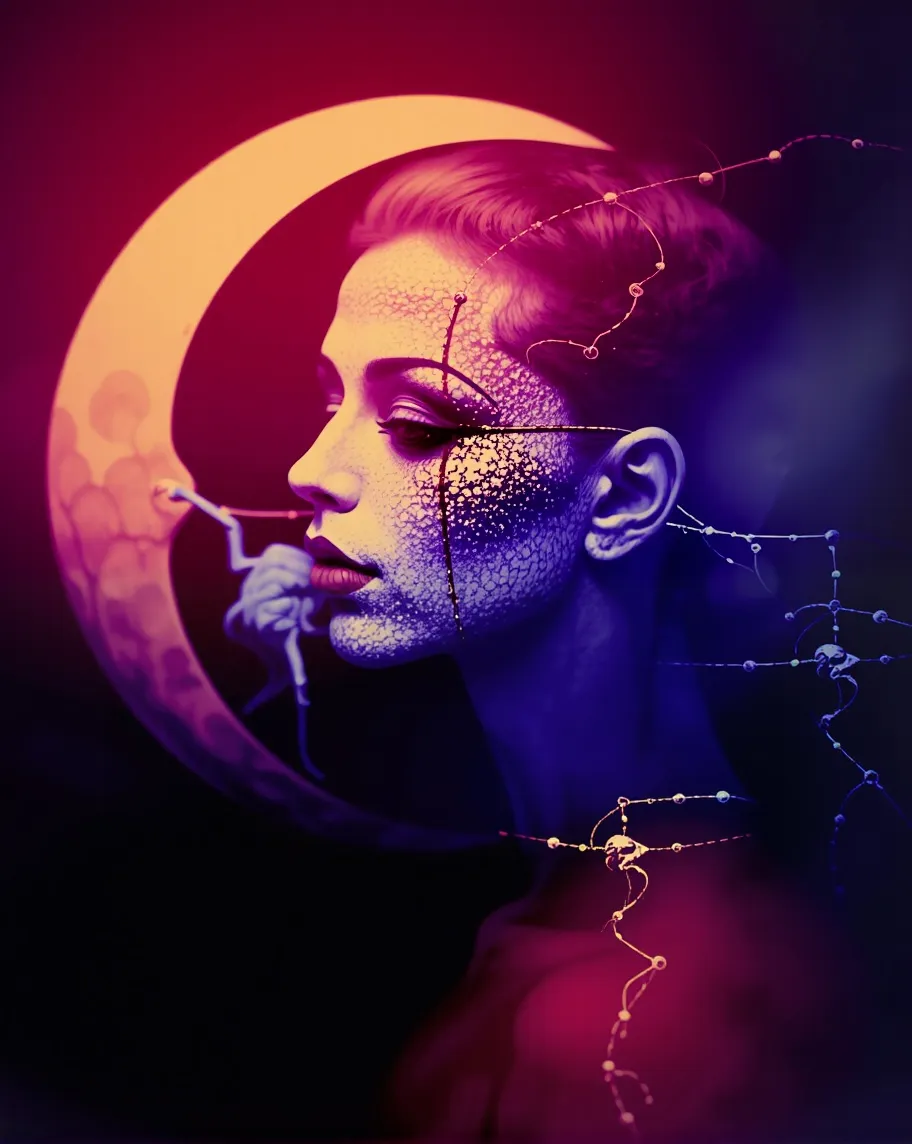 Cosmic goddess, overlayed a half - Free AI Photo Generator - starryai