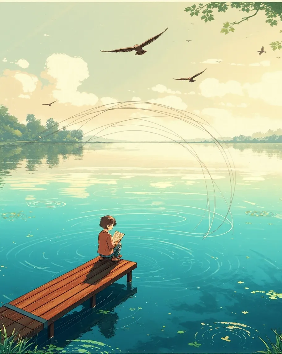 A tranquil lakeside setting where - Free AI Photo Generator - starryai