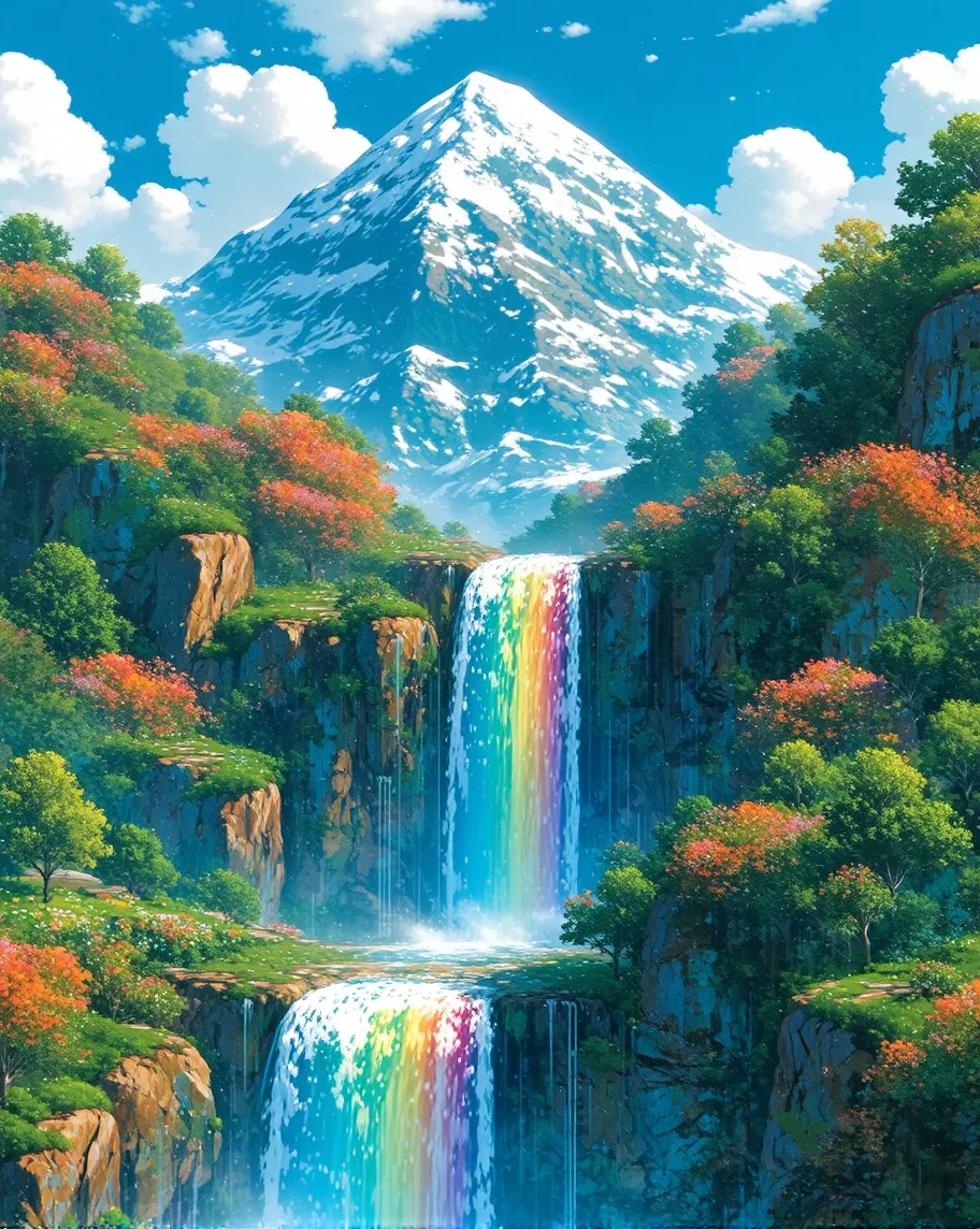 a rainbow river descending from - Free AI Photo Generator - starryai