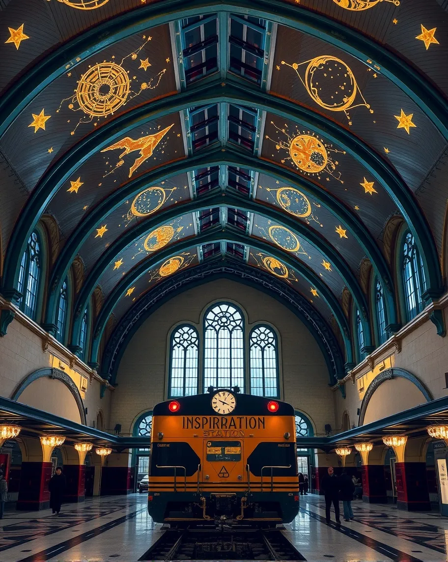 A majestic train station vaulted - Free AI Photo Generator - starryai