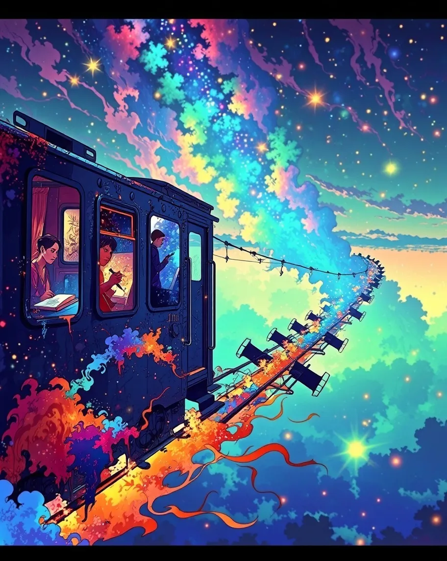 A surreal scene where a train ink - Free AI Photo Generator - starryai