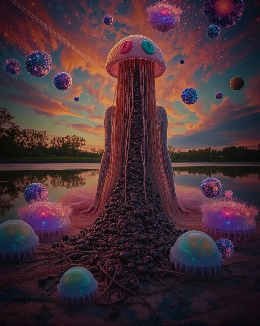 A beautiful girl jellyfish lies - Free AI Photo Generator - starryai