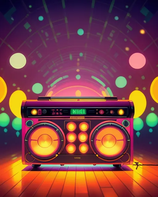 A 1980's style boombox radio, - Free AI Photo Generator - starryai
