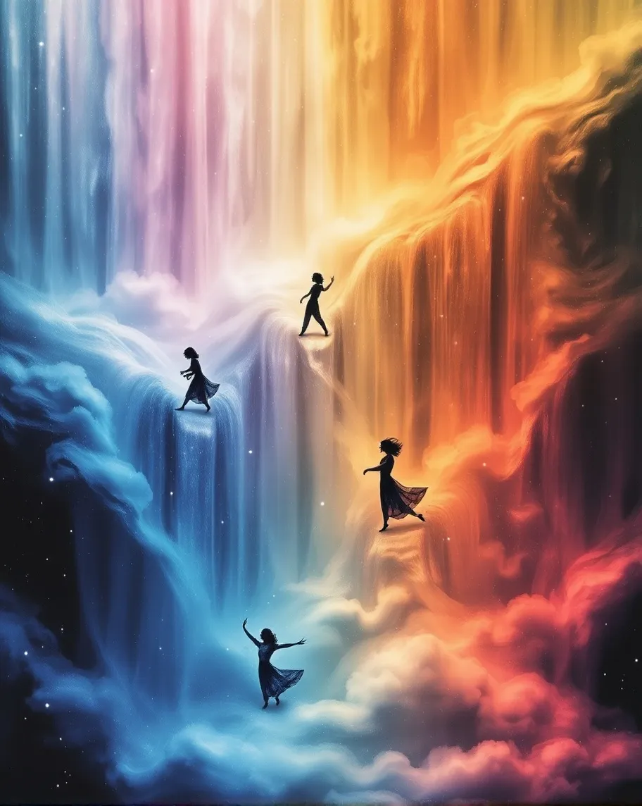 A giant, cascading waterfall down - Free AI Photo Generator - starryai