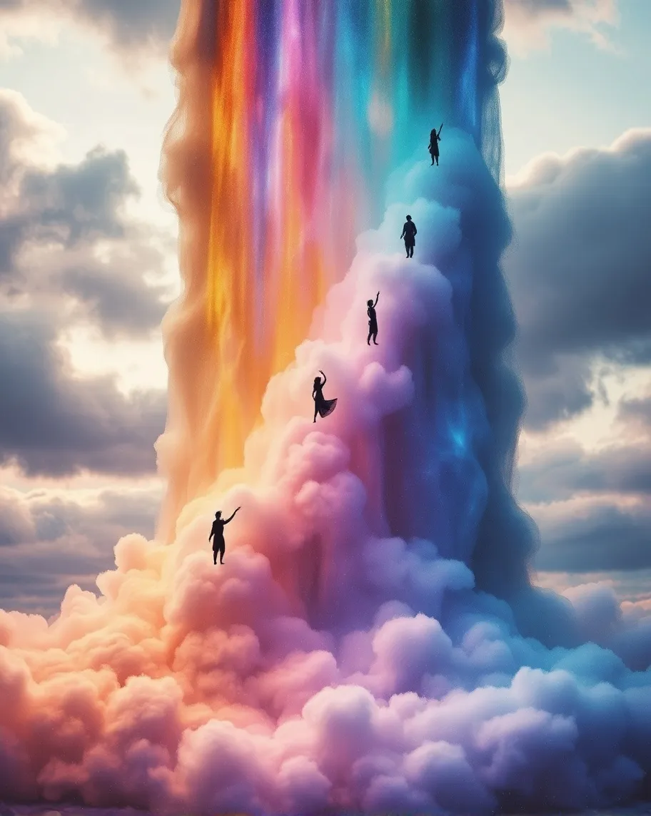 A giant, cascading waterfall down - Free AI Photo Generator - starryai