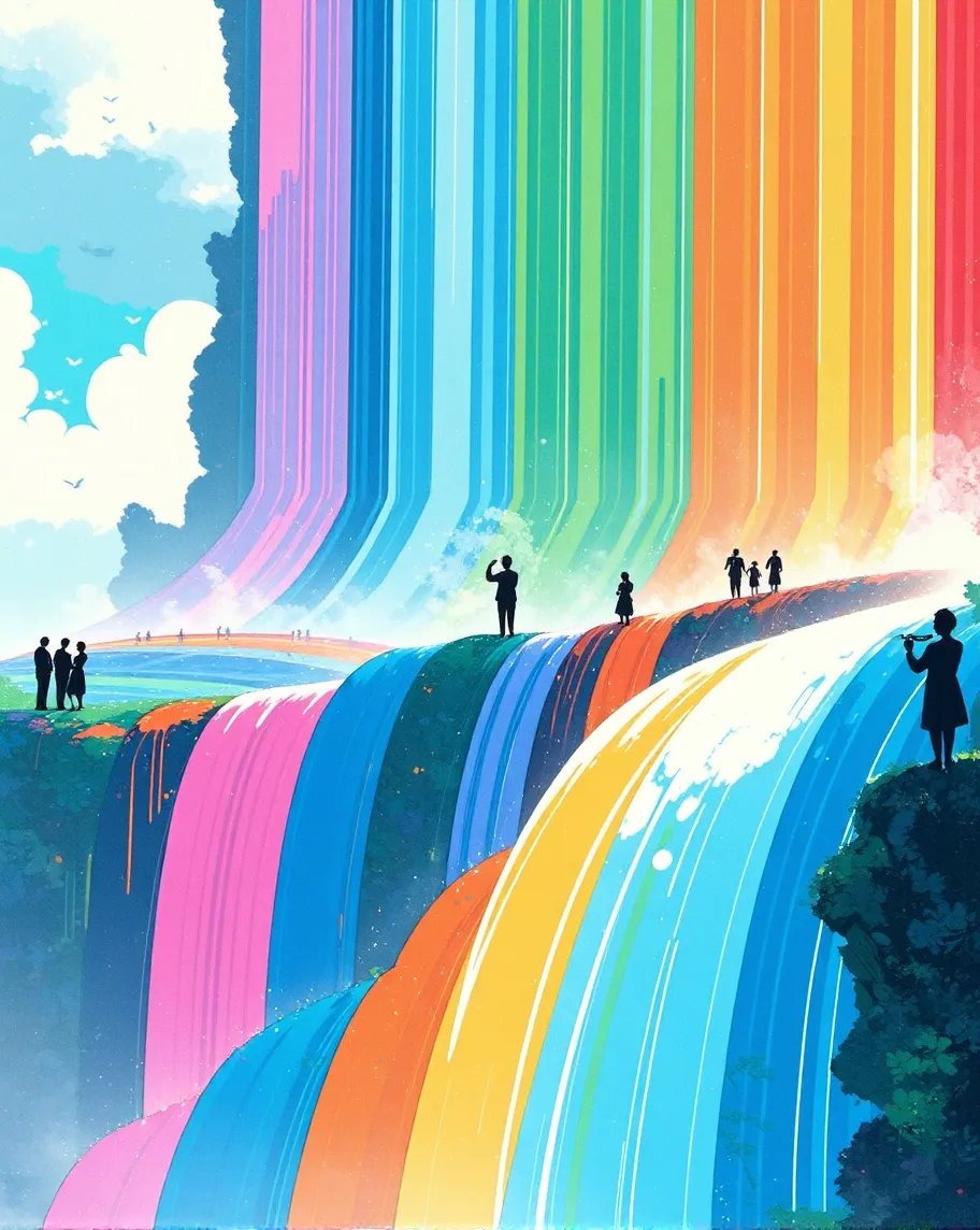 A giant, cascading waterfall down - Free AI Photo Generator - starryai