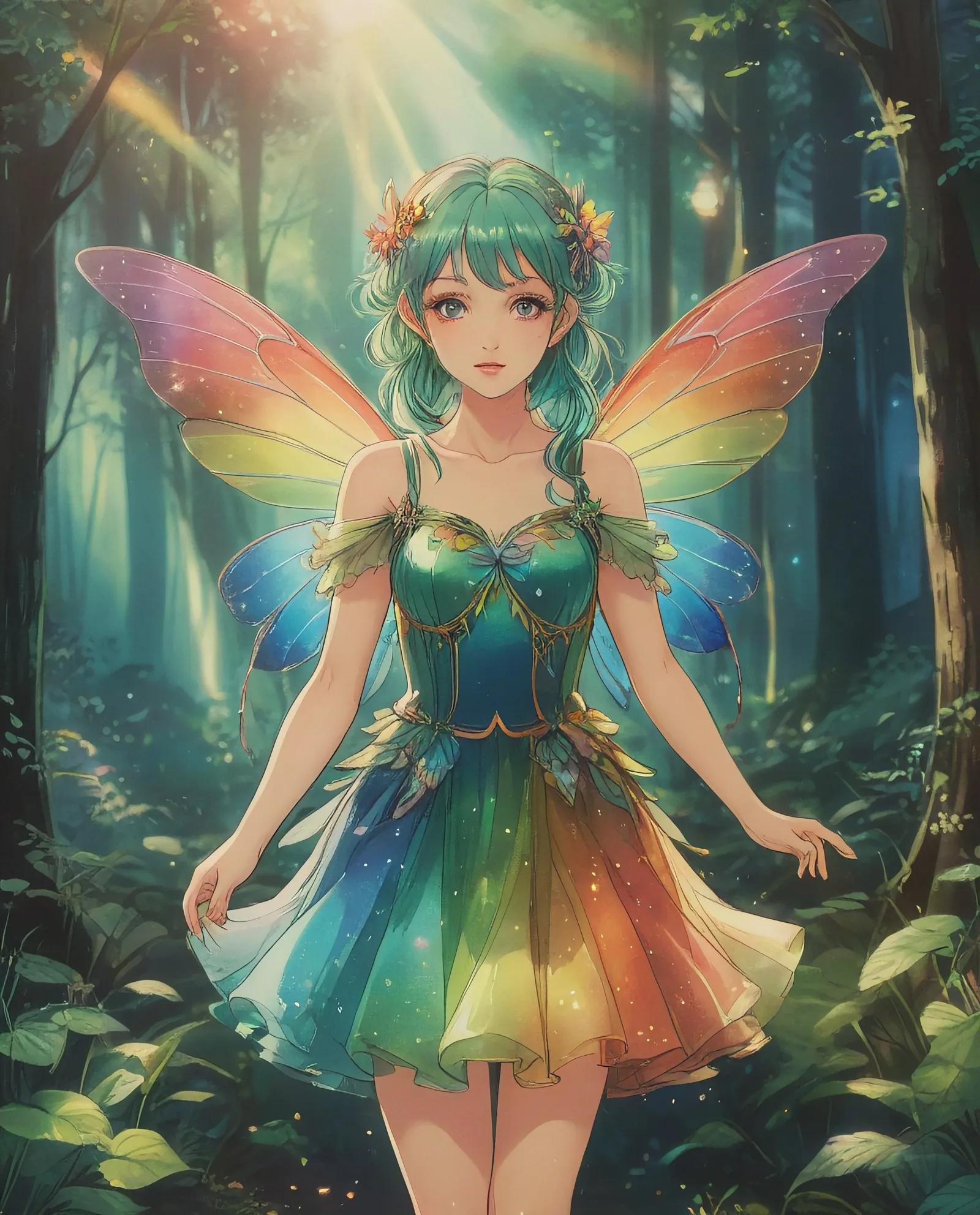 A lovely image a faerie a rainbow - Free AI Photo Generator - starryai