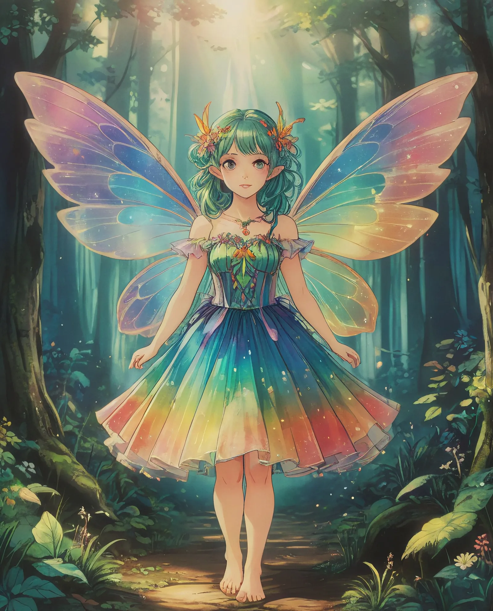 A lovely image a faerie a rainbow - Free AI Photo Generator - starryai