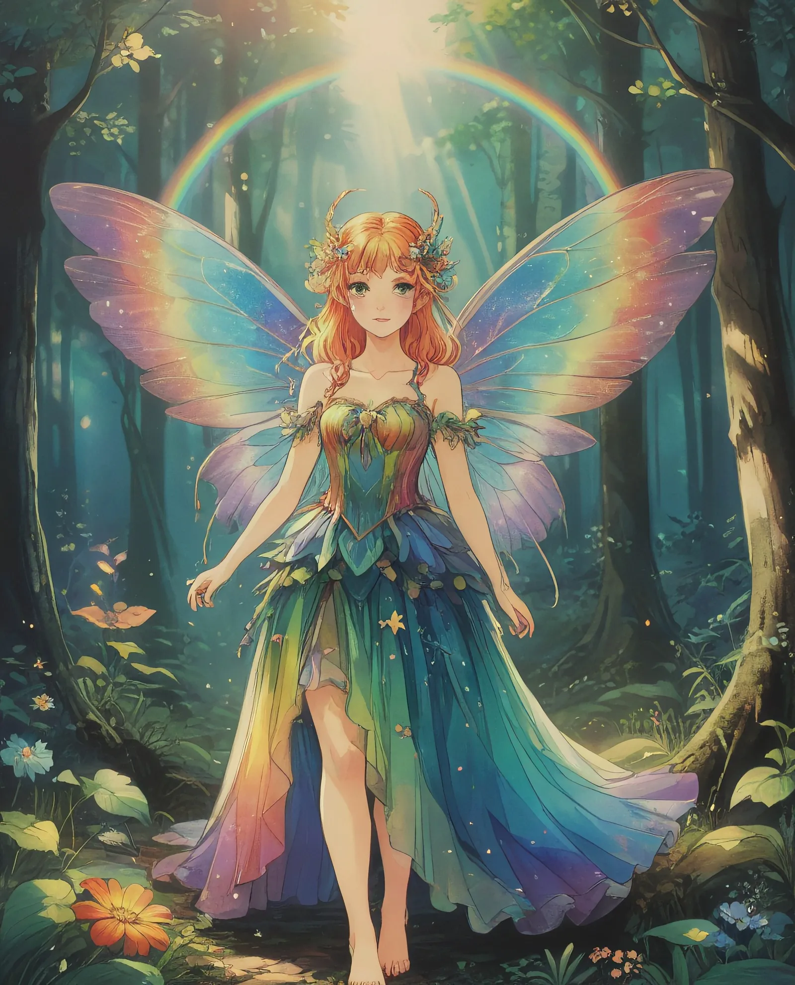A lovely image a faerie a rainbow - Free AI Photo Generator - starryai