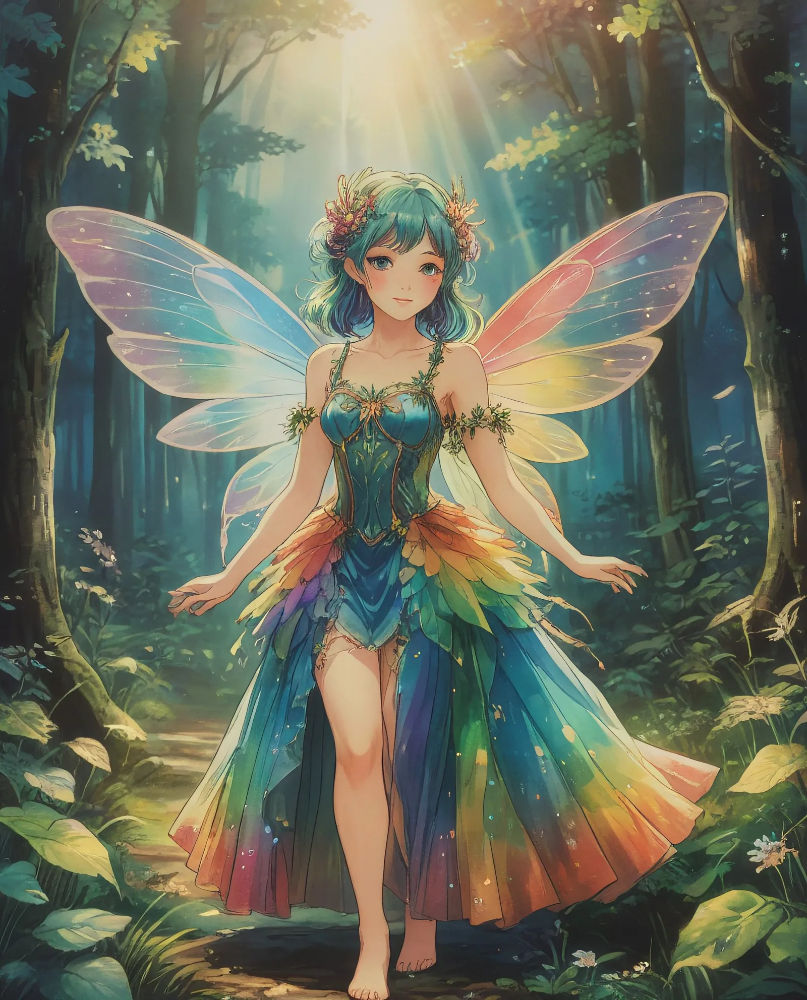A lovely image a faerie a rainbow - Free AI Photo Generator - starryai