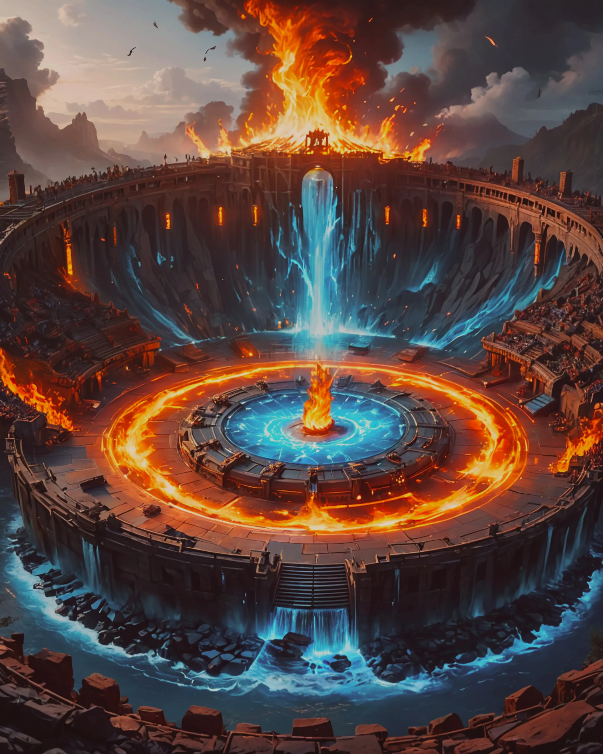 arena where elemental spirits - Free AI Photo Generator - starryai