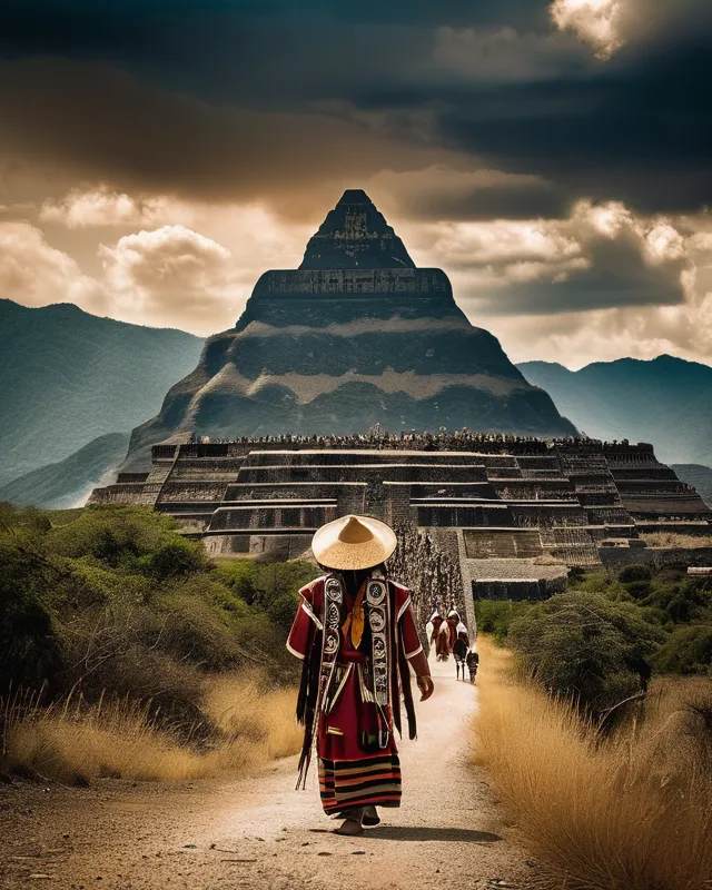 Aztec people a pilgrimage road on - Free AI Photo Generator - starryai