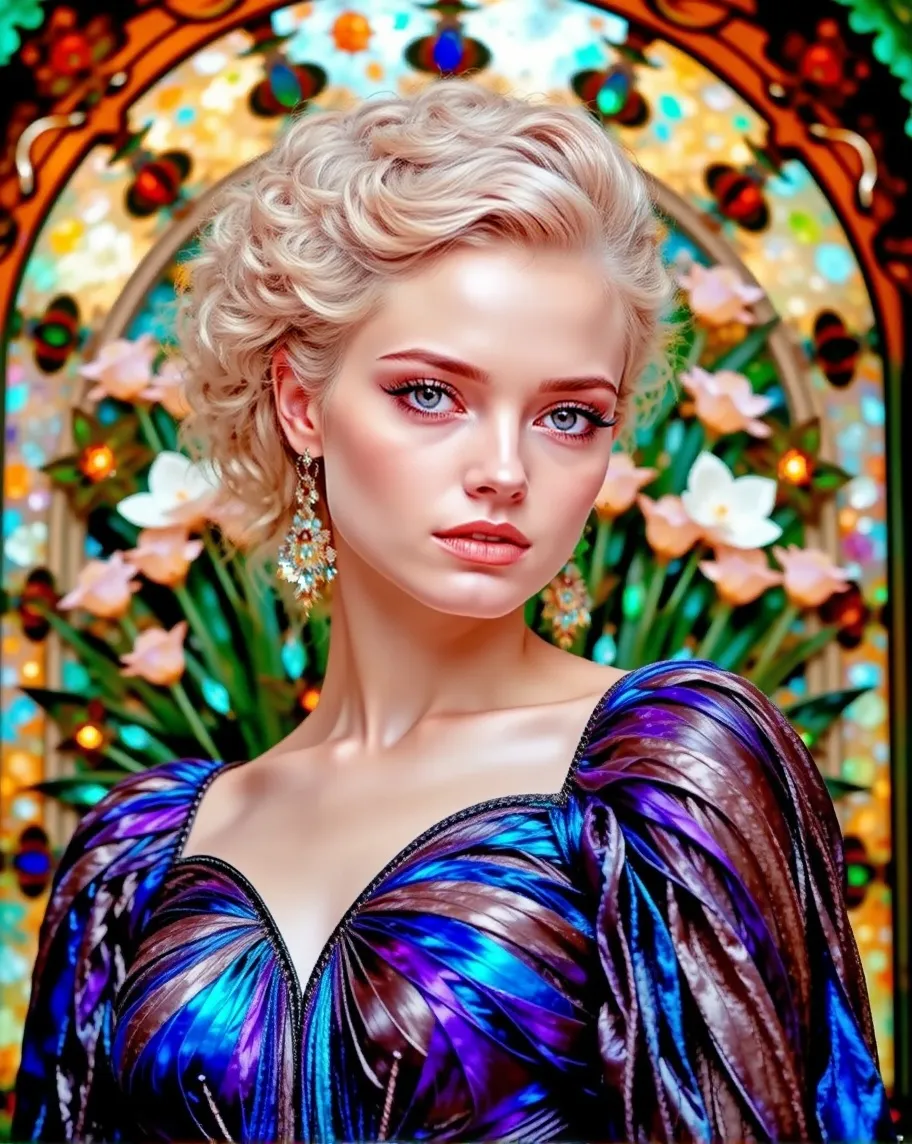 Stylized stained glass window her - Free AI Photo Generator - starryai