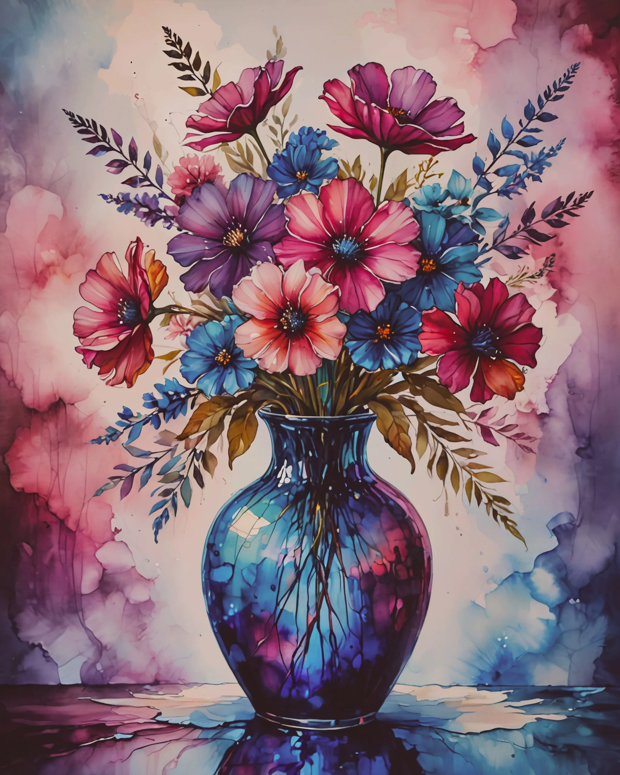 A painting flowers a vase pinks - Free AI Photo Generator - starryai