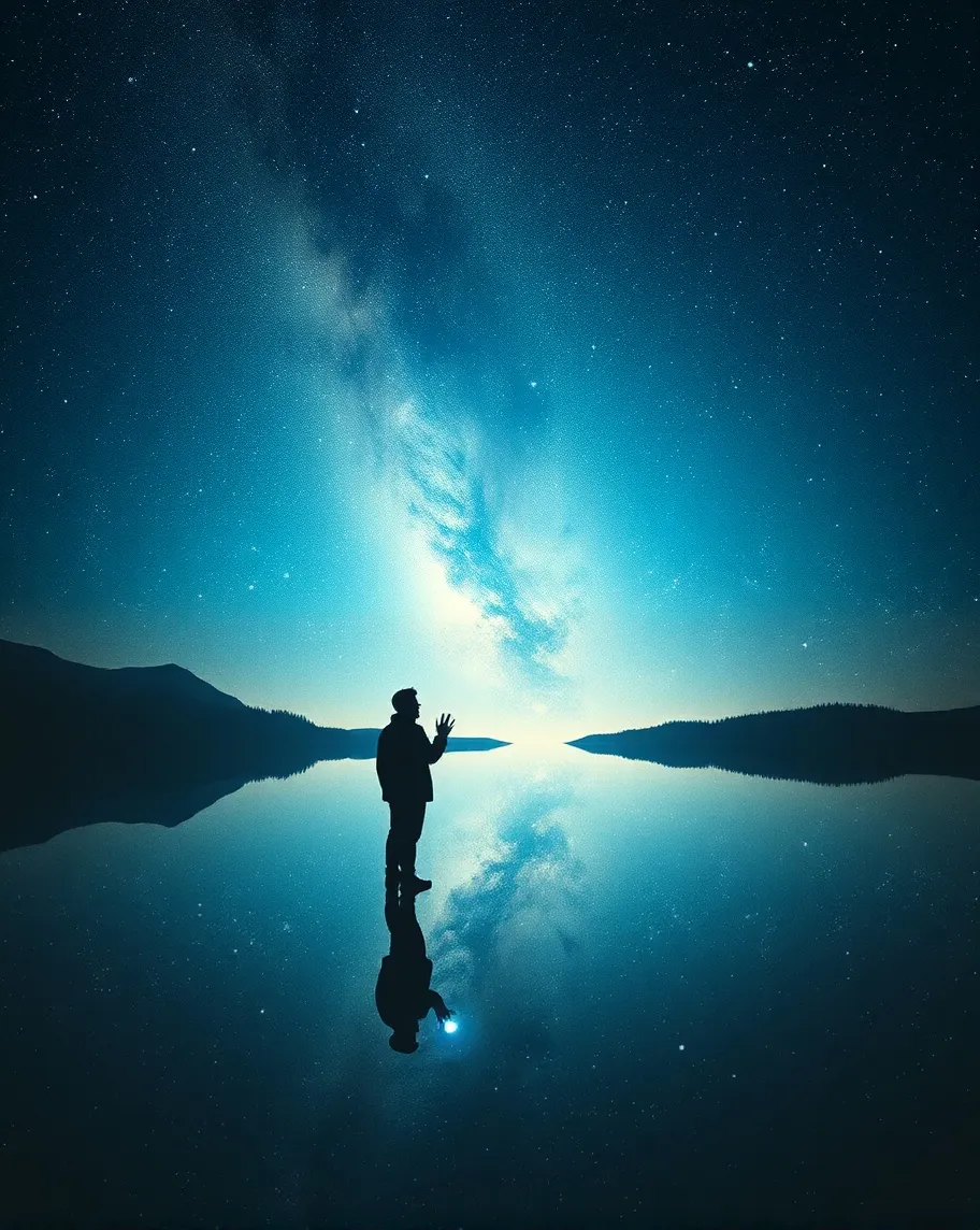A lone figure stands at edge a - Free AI Photo Generator - starryai