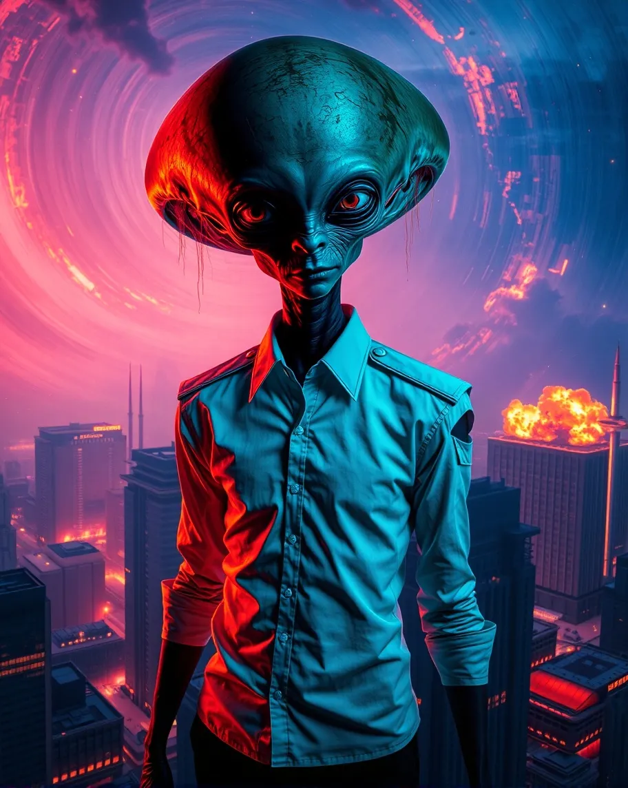 Alien Soldier A Ripped Uniform On - Free AI Photo Generator - starryai