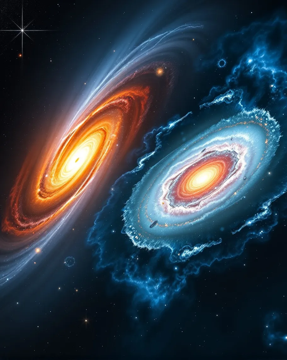 Two large very different galaxies - Free AI Photo Generator - starryai
