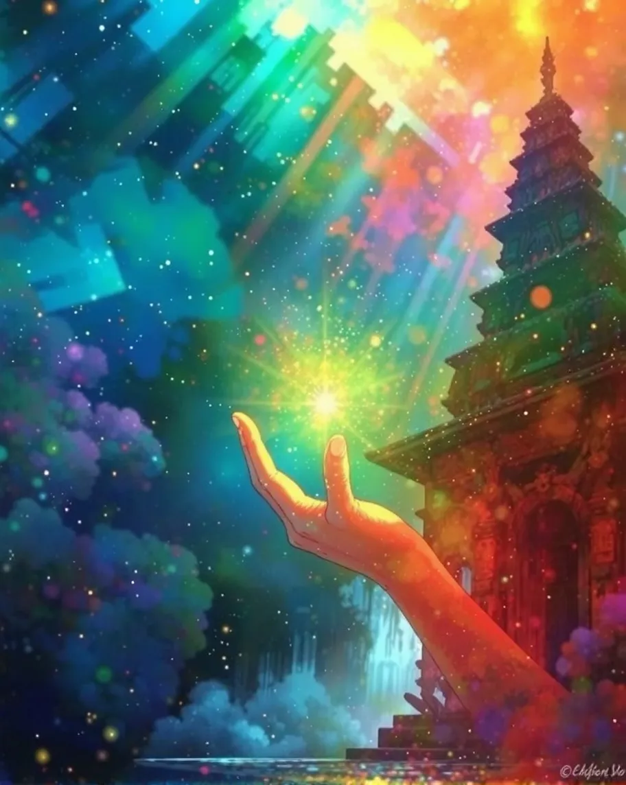 Illuminated rainbow ink a fantasy - Free AI Photo Generator - starryai