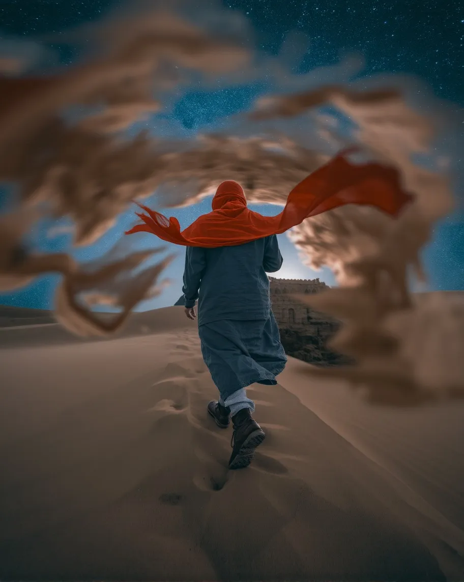 A Solitary Figure Emerges From - Free AI Photo Generator - starryai