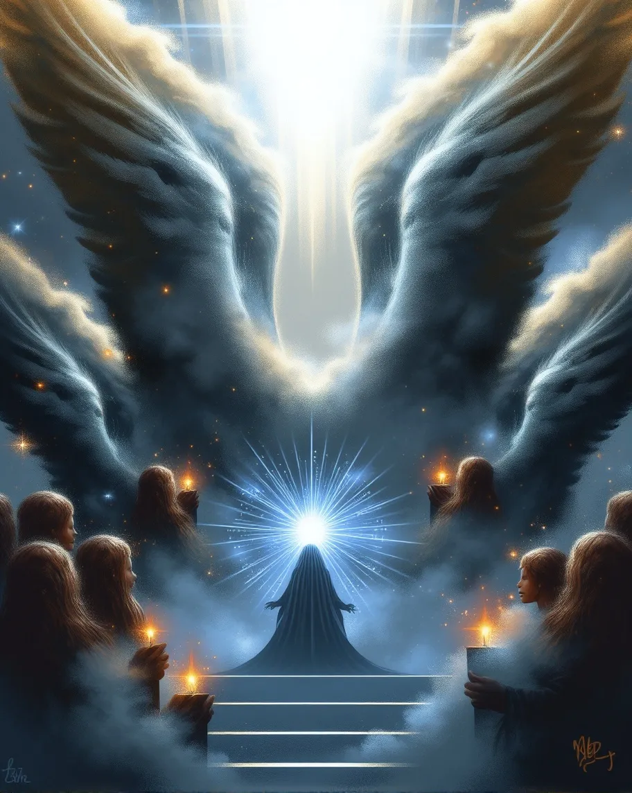 Utopia Angel Uplift Utopia-Angels worshipping - Free AI Photo Generator - starryai