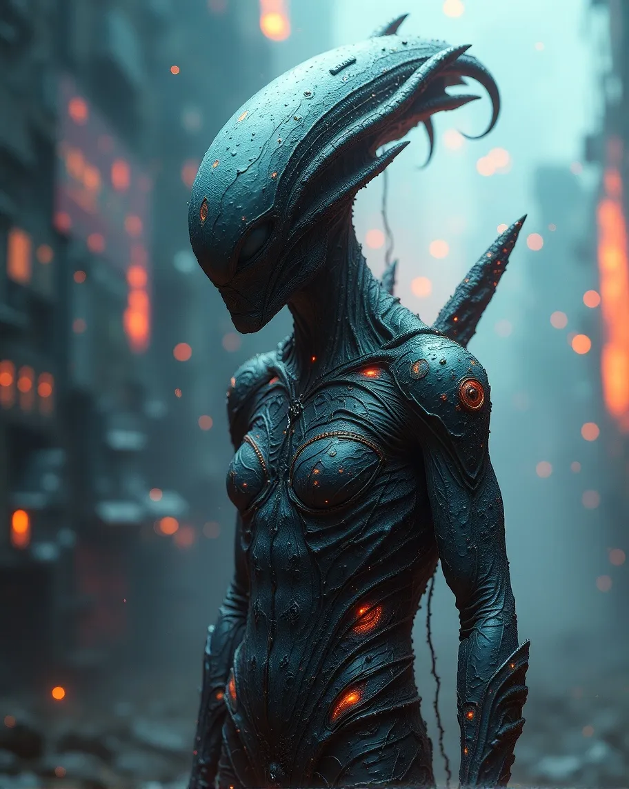 Alien Soldier A Ripped Uniform On - Free AI Photo Generator - starryai